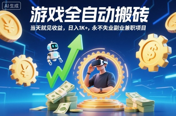 游戏全自动搬砖,当天就见收益,日入1K+,永不失业副业兼职项目【揭秘】-青禾学社