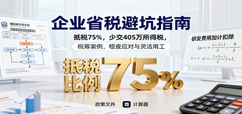 企业省税避坑指南：抵税75%，少交405万所得税，税筹案例，稽查应对与灵活用工-青禾学社