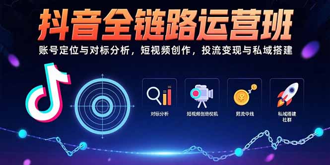 抖音全链路运营班:账号定位与对标分析,短视频创作,投流变现与私域搭建-青禾学社