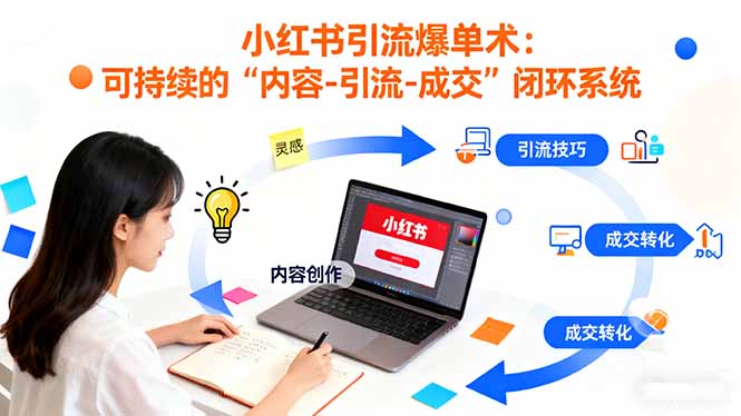 小红书引流爆单术：构建一套低成本 可持续的“内容-引流-成交”闭环系统-青禾学社
