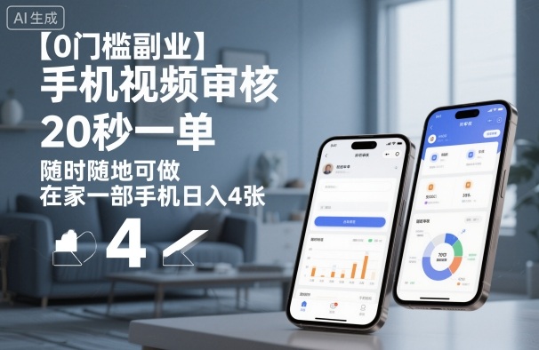 【0门槛副业】手机视频审核，20秒一单，随时随地可做，在家一部手机日入4张【揭秘】-青禾学社