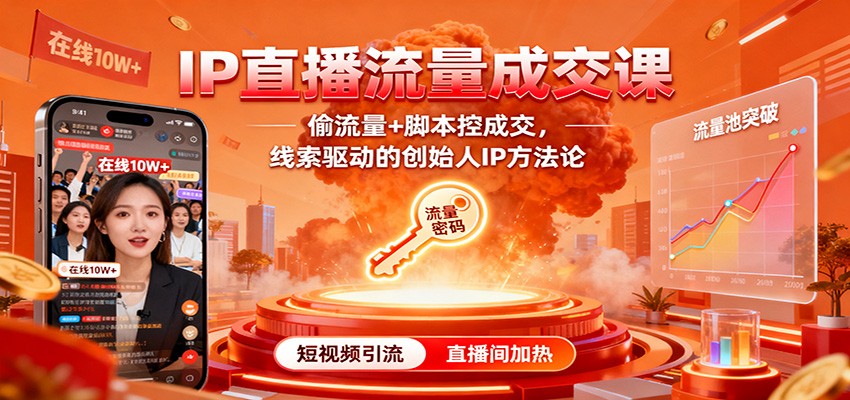 IP直播流量成交课:偷流量+脚本控成交,线索驱动的创始人IP方法论-青禾学社