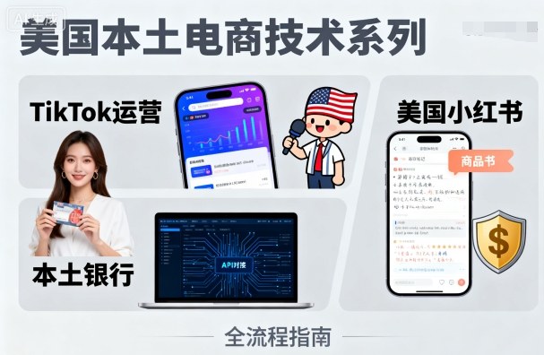 美国本土电商技术,Tiktok 运营篇+美国小红书篇+本土银行篇-青禾学社