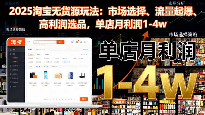 2025淘宝无货源玩法:市场选择、流量起爆、高利润选品,单店月利润1-4w-青禾学社