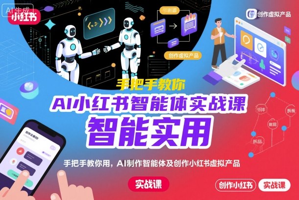 AI小红书智能体实战课,手把手教你用AI制作智能体及创作小红书虚拟产品,提效+内容商业化-青禾学社