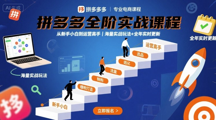 拼多多全阶实战课程,从新手小白到运营高手,海量实战玩法+全年实时更新【2025年10月更新】-青禾学社