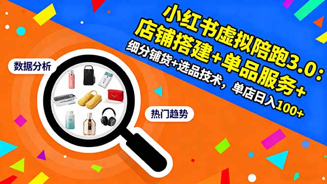 小红书虚拟陪跑3.0：店铺搭建+单品服务+细分铺货+选品技术，单店日入100+-青禾学社