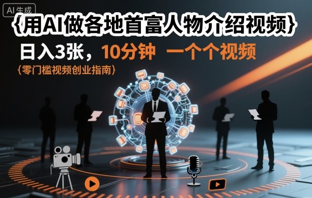 用AI做各地首富人物介绍视频,日入3张,10分钟一个视频-青禾学社