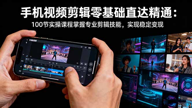 手机视频剪辑零基础直达精通：100节实操课程掌握专业剪辑技能，实现稳...-青禾学社