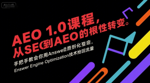 AEO 1.0 课程,从SEO到AE0的基命性转变,手把手教会你用AnswerEngineOptimization技术抢回流量(更新)-青禾学社