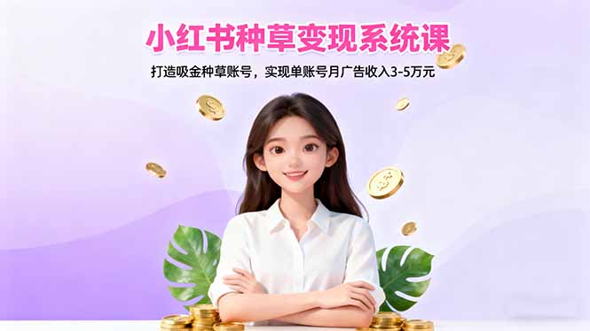 小红书种草变现系统课：打造吸金种草账号，实现单账号月广告收入3-5万元-青禾学社
