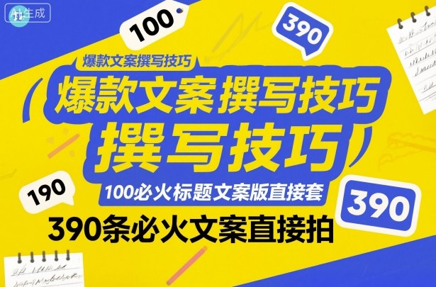 爆款文案撰写技巧,100个必火标题文案模版直接套,390条必火文案直接拍-青禾学社