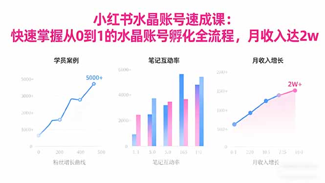 2025小红书水晶账号速成课:快速掌握从0-1水晶账号孵化全流程,月收入达2w-青禾学社
