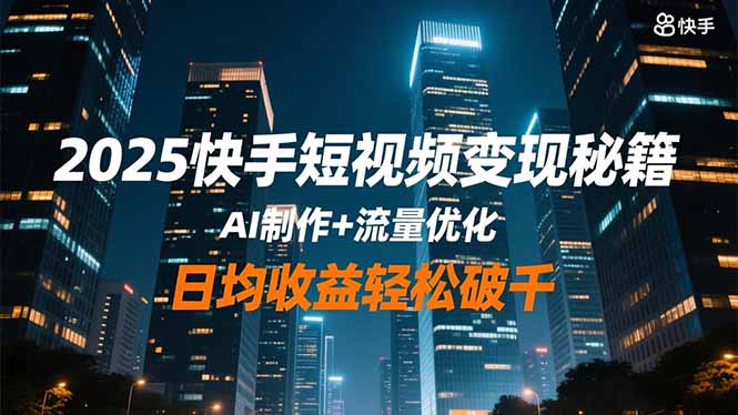2025快手短视频变现秘籍,AI制作+流量优化,日均收益轻松破千-青禾学社