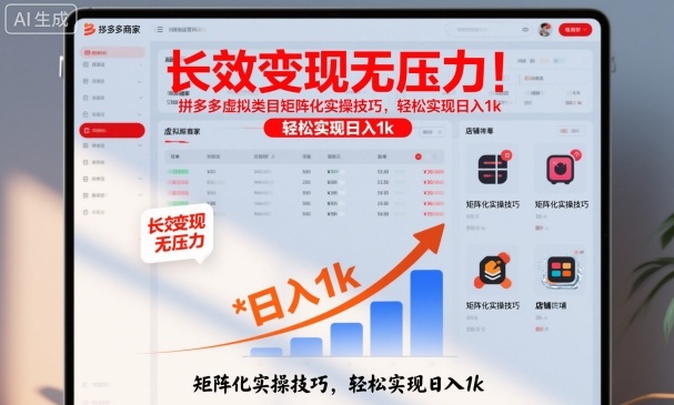 长效变现无压力!拼多多虚拟类目矩阵化实操技巧,轻松实现日入1k【揭秘】-青禾学社