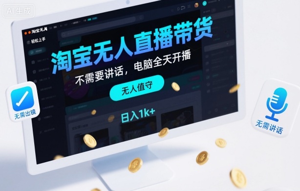 淘宝无人直播带货,不需要出镜,不需要讲话,电脑全天开播,轻松上手,日入1k+【揭秘】-青禾学社