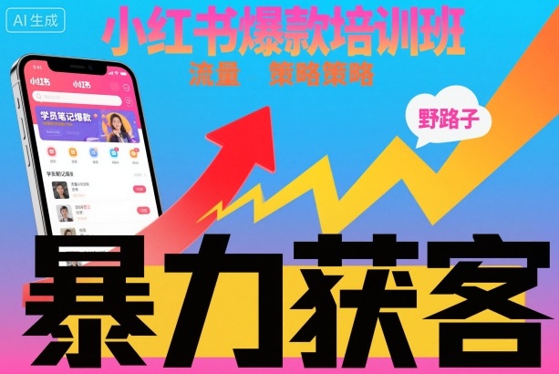小红书爆款培训班,小红书获客野路子流量打法,暴力持续获客-青禾学社
