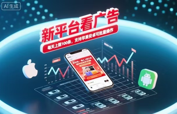 新台看广告,养好机一条5毛到5块,单机日入30到100,支持苹果安卓,可批量操作。-青禾学社