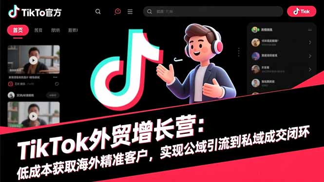 TikTok外贸增长营:低成本获取海外精准客户,实现公域引流到私域成交闭环-青禾学社