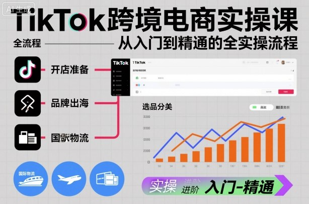 TikTok跨境电商实操课,从入门到精通的全实操流程-青禾学社