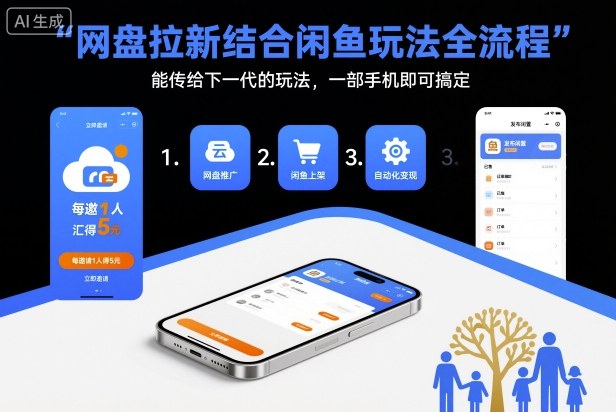 网盘拉新结合闲鱼玩法全流程，能传给下一代的玩法，一部手机即可搞定(附入口渠道以及实操教程)-青禾学社