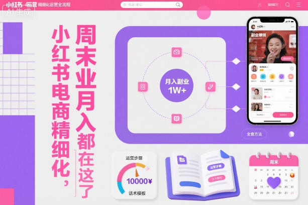 小红书电商精细化运营全流程,周末副业月入1W+,全套方法都在这了-青禾学社