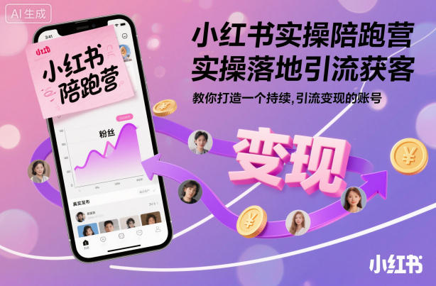 小红书实操陪跑营，实操落地引流获客，教你打造一个持续引流变现的账号-青禾学社