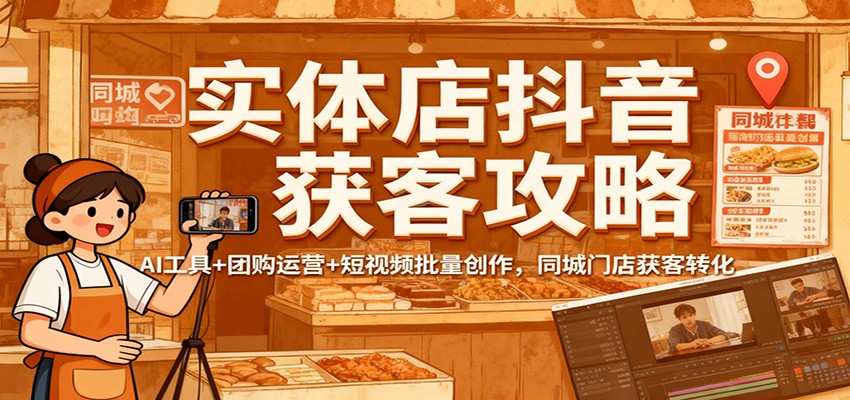 实体店抖音获客攻略:AI工具+团购运营+短视频批量创作,同城门店获客转化-青禾学社