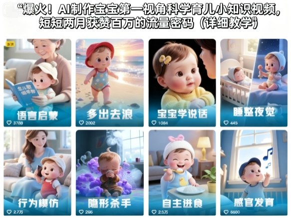 爆火!AI制作宝宝第一视角科学育儿小知识视频,短短两月获赞百万的流量密码(详细教学)-青禾学社