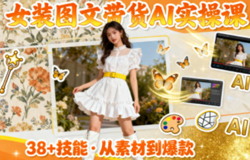 女装图文带货的AI实操课,覆盖38个实用技能,快速提升素材制作效率-青禾学社