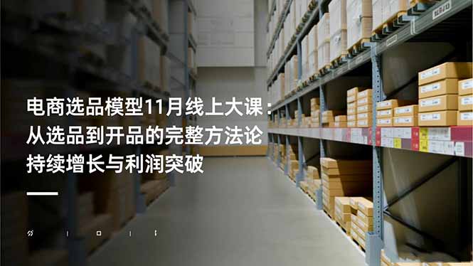 电商选品模型11月线上大课:从选品到开品的完整方法论 持续增长与利润突破-青禾学社