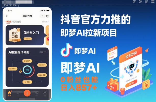 抖音官方力推的即梦AI拉新项目，0粉丝也能日入857+(附即梦AI拉新推广入口及教学)-青禾学社
