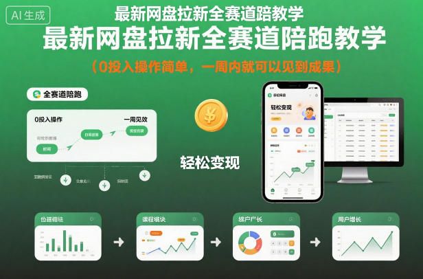 最新网盘拉新全赛道陪跑教学，0投入操作简单，一周内就可以见到成果-青禾学社