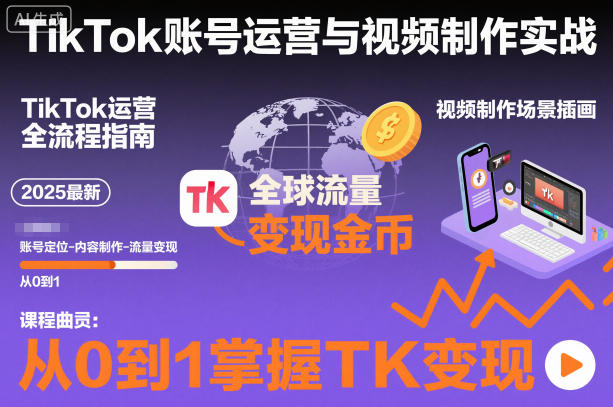 2025最新TikTok账号运营与视频制作实战全流程，从0到1掌握TK变现(含11月最新TK搬运技术)-青禾学社