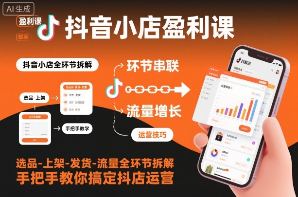 抖音小店盈利课-选品-上架-发货-流量全环节拆解,手把手教你搞定抖店运营-青禾学社