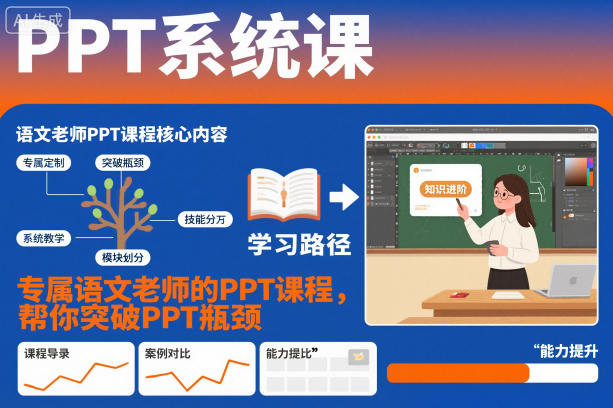 PPT系统课,专属语文老师的PPT课程,帮你突破PPT瓶颈-青禾学社