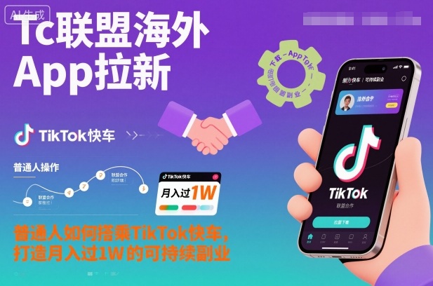 Tc联盟海外App拉新:普通人如何搭乘TikTok快车,打造月入过1W的可持续副业-青禾学社