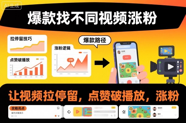 爆款找不同视频涨粉，让视频拉停留，实现点赞，破播放，涨粉-青禾学社