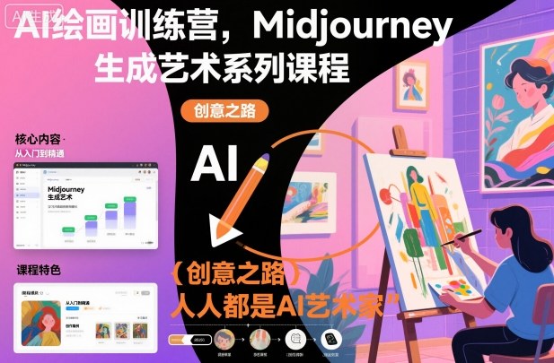 AI绘画训练营,Midjourney生成艺术系列课程,人人都是AI艺术家-青禾学社