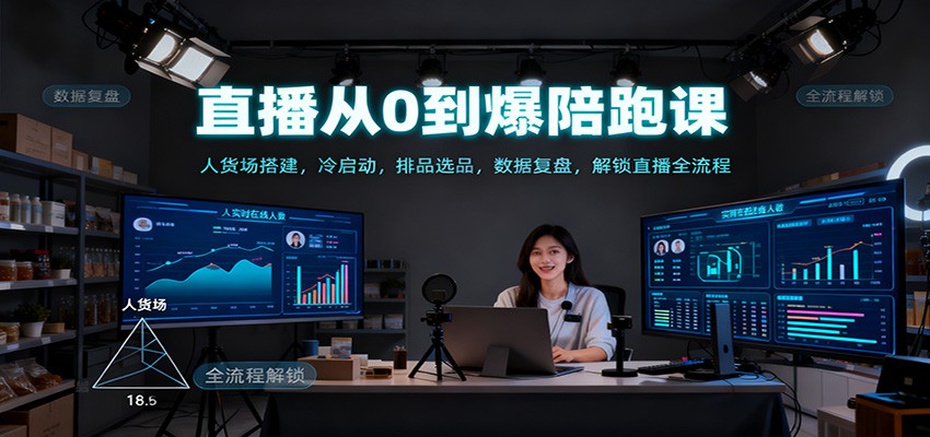 直播从0到爆陪跑课:人货场搭建,冷启动,排品选品,数据复盘,解锁直播全流程-青禾学社