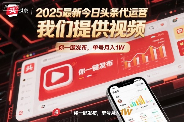 2025最新今日头条代运营，我们提供视频，你一键发布，单号月入1W【揭秘】-青禾学社