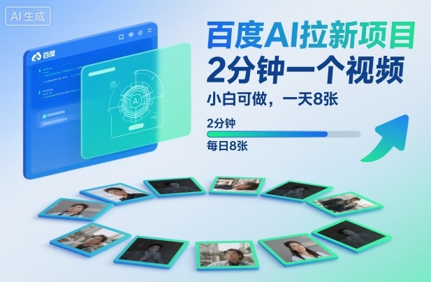 百度AI拉新项目,2分钟一个视频,小白可做,一天8张【附案例+保姆级教程】-青禾学社