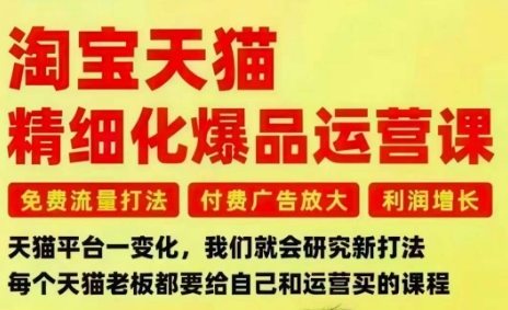 淘宝天猫精细化爆品运营课,免费流量打法-付费广告放大-利润增长-三大核心痛点,一次全部解决-青禾学社