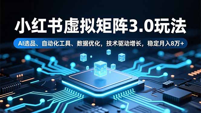 小红书虚拟矩阵3.0玩法,AI选品、自动化工具、数据优化,技术驱动增长,稳定月入8万+-青禾学社