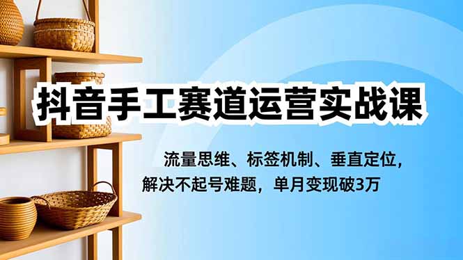 抖音手工赛道运营实战课,流量思维、标签机制、垂直定位,解决不起号难题,单月变现破3万-青禾学社