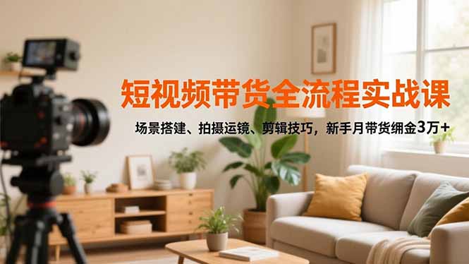 短视频带货全流程实战课，场景搭建、拍摄运镜、剪辑技巧，新手月带货佣金3万+-青禾学社