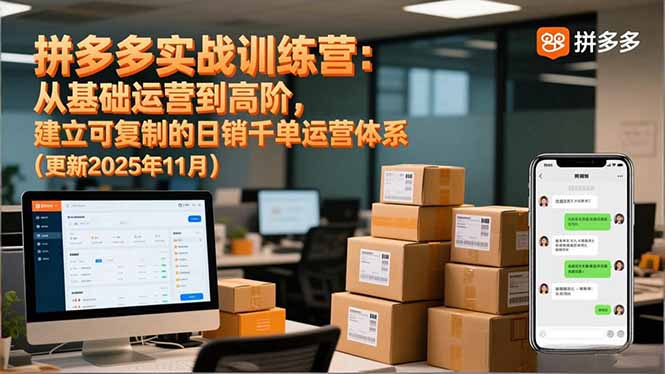 拼多多实战训练营:从基础运营到高阶,建立可复制的日销千单运营体系(更新11月-青禾学社
