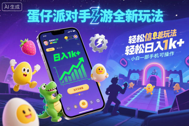 蛋仔派对手游全新玩法，轻松日入1k+，风口信息差玩法，当天见收益，小白一部手机可操作-青禾学社