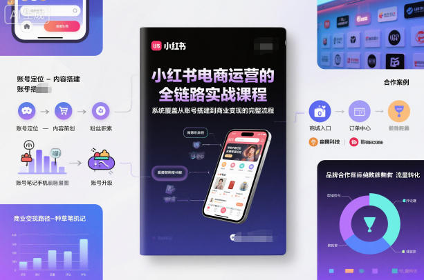 小红书电商运营的全链路实战课程,系统覆盖从账号搭建到商业变现的完整流程-青禾学社