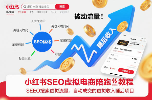 小红书SEO虚拟电商陪跑教程,实现seo搜索被动流量,自动成交的被动收入睡后项目-青禾学社